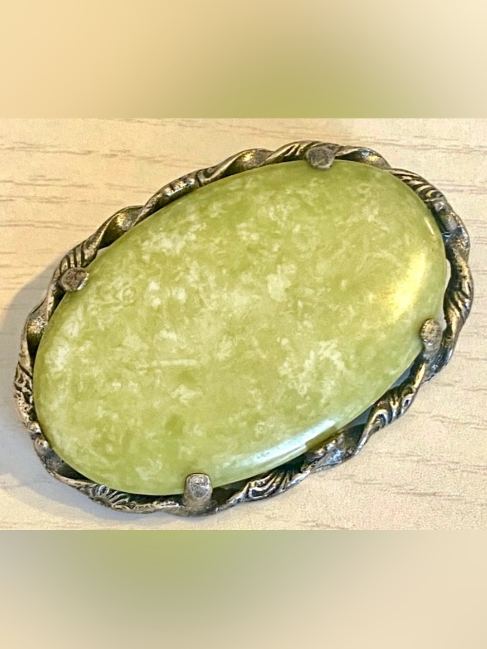 Connemara Marble Green Miracle Celtic Brooch Pin Vintage Ireland Irish